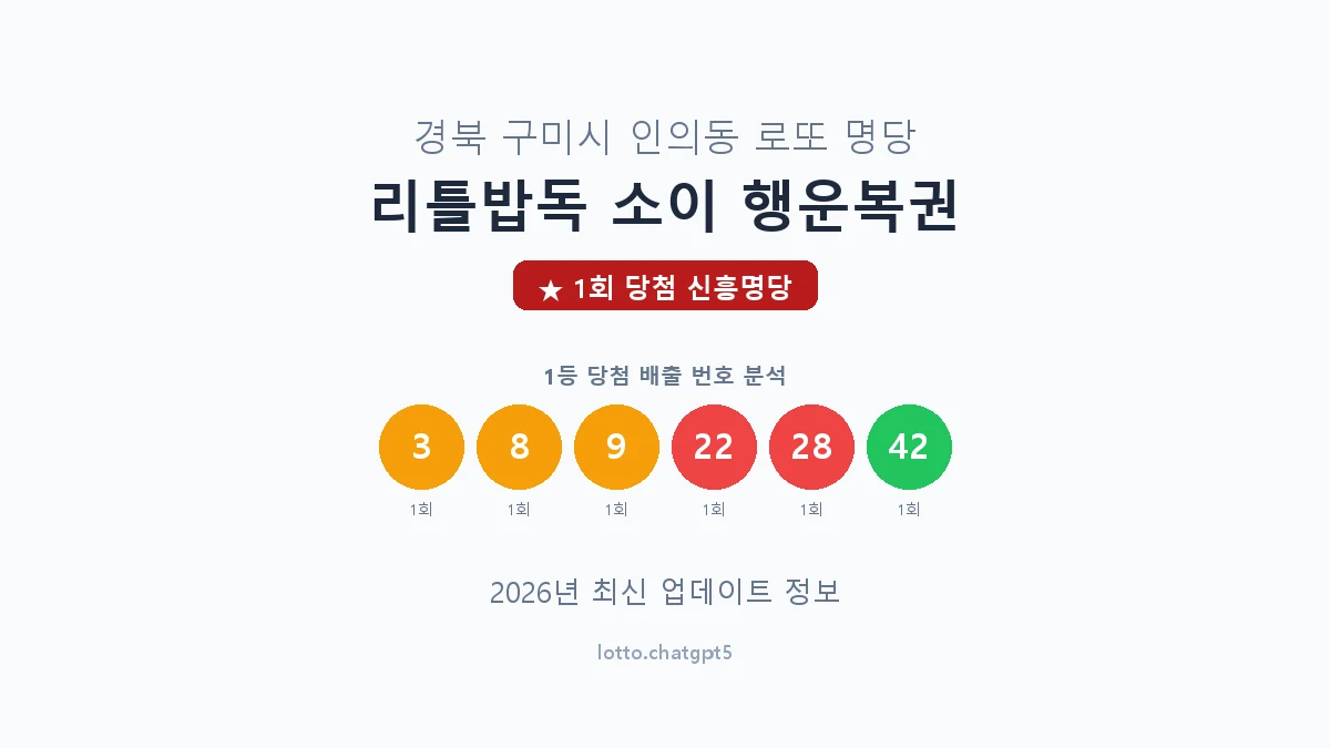 경북 구미시 인의동 로또 명당 리틀밥독 소이 행운복권 1등 1회 배출 판매점 썸네일