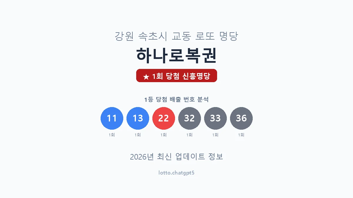 강원 속초시 교동 로또 명당 하나로복권 1등 1회 배출 판매점 썸네일