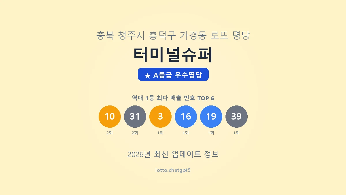 충북 청주시 가경동 로또 명당 터미널슈퍼 1등 2회 배출 판매점 썸네일