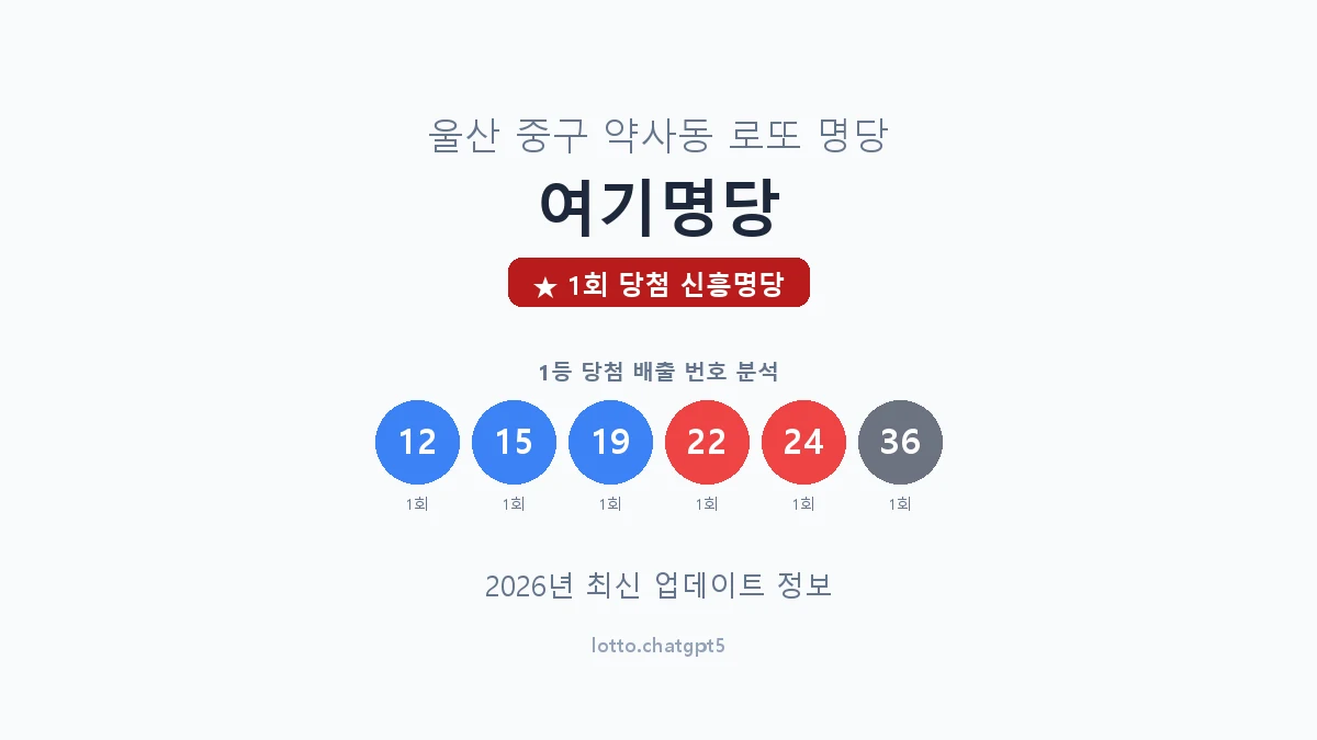 울산 중구 약사동 로또 명당 여기명당 1등 1회 배출 판매점 썸네일