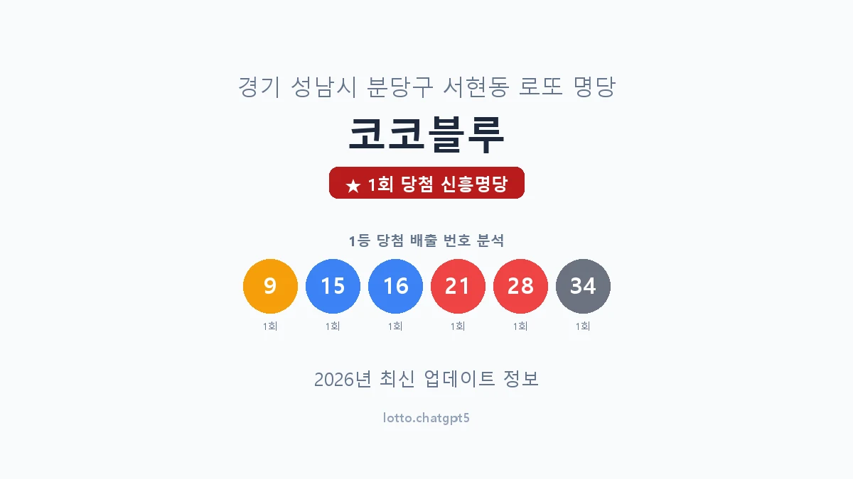 경기 성남시 서현동 로또 명당 코코블루 1등 1회 배출 판매점 썸네일