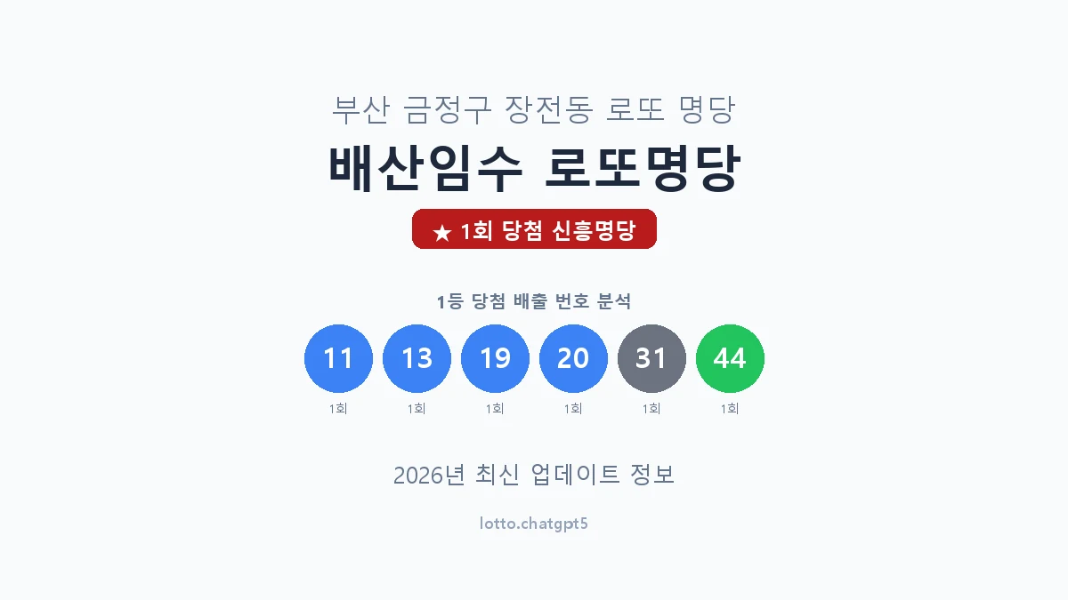 부산 금정구 장전동 로또 명당 배산임수 로또명당 1등 1회 배출 판매점 썸네일