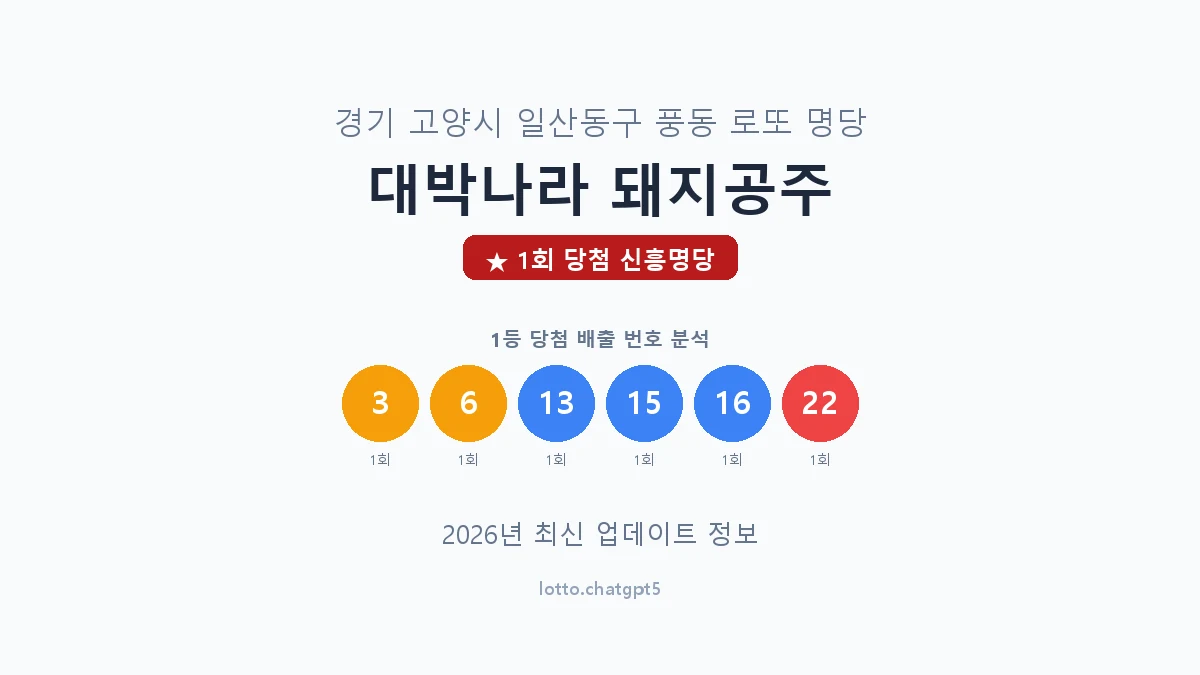 경기 고양시 풍동 로또 명당 대박나라 돼지공주 1등 1회 배출 판매점 썸네일