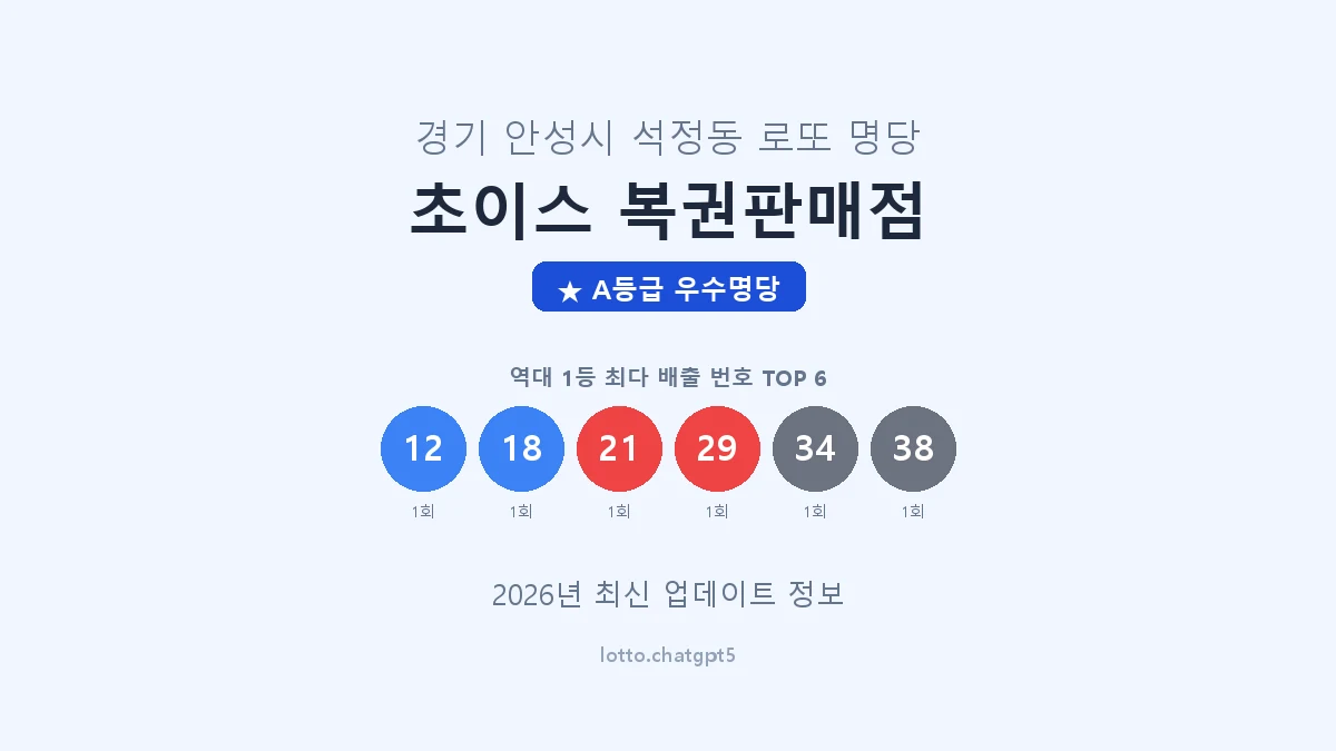 경기 안성시 석정동 로또 명당 초이스 복권판매점 1등 2회 배출 판매점 썸네일