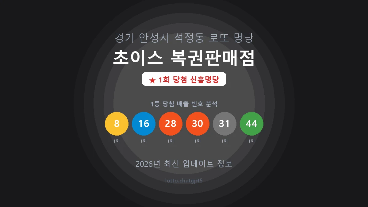 경기 안성시 석정동 로또 명당 초이스 복권판매점 1등 1회 배출 판매점 썸네일