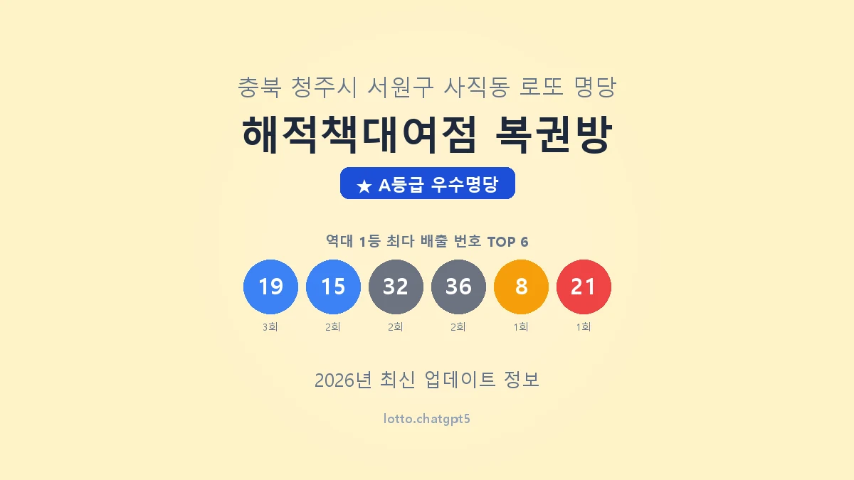 충북 청주시 사직동 로또 명당 해적책대여점 복권방 1등 4회 배출 판매점 썸네일
