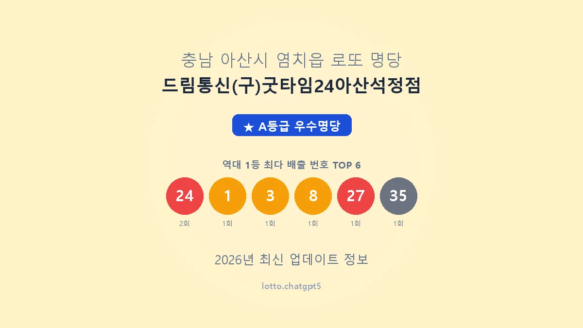 충남 아산시 염치읍 로또 명당 드림통신(구)굿타임24아산석정점 1등 2회 배출 판매점 썸네일