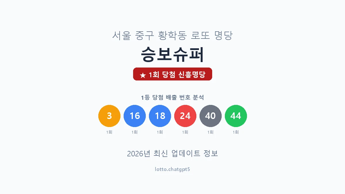 서울 중구 황학동 로또 명당 승보슈퍼 1등 1회 배출 판매점 썸네일