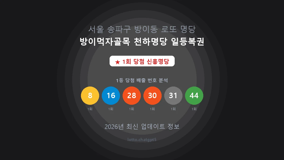 서울 송파구 방이동 로또 명당 방이먹자골목 천하명당 일등복권 1등 1회 배출 판매점 썸네일