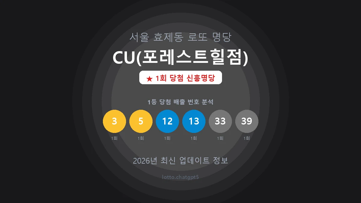 서울 종로구 효제동 로또 명당 CU(포레스트힐점) 1등 1회 배출 판매점 썸네일