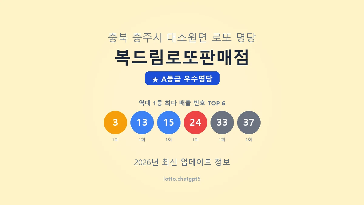 충북 충주시 대소원면 로또 명당 복드림로또판매점 1등 3회 배출 판매점 썸네일