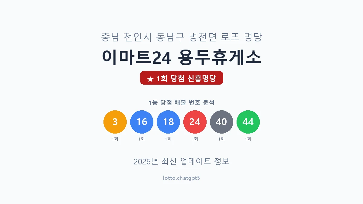 충남 천안시 병천면 로또 명당 이마트24 용두휴게소 1등 1회 배출 판매점 썸네일