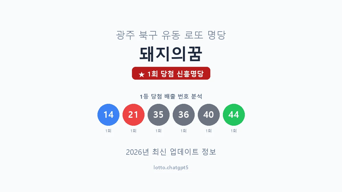 광주 북구 유동 로또 명당 돼지의꿈 1등 1회 배출 판매점 썸네일