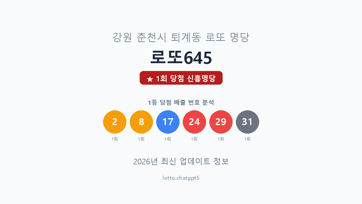 강원 춘천시 퇴계동 로또 명당 로또645 1등 1회 배출 판매점 썸네일