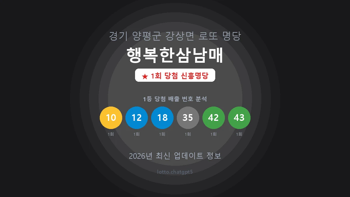 경기 양평군 강상면 로또 명당 행복한삼남매 1등 1회 배출 판매점 썸네일