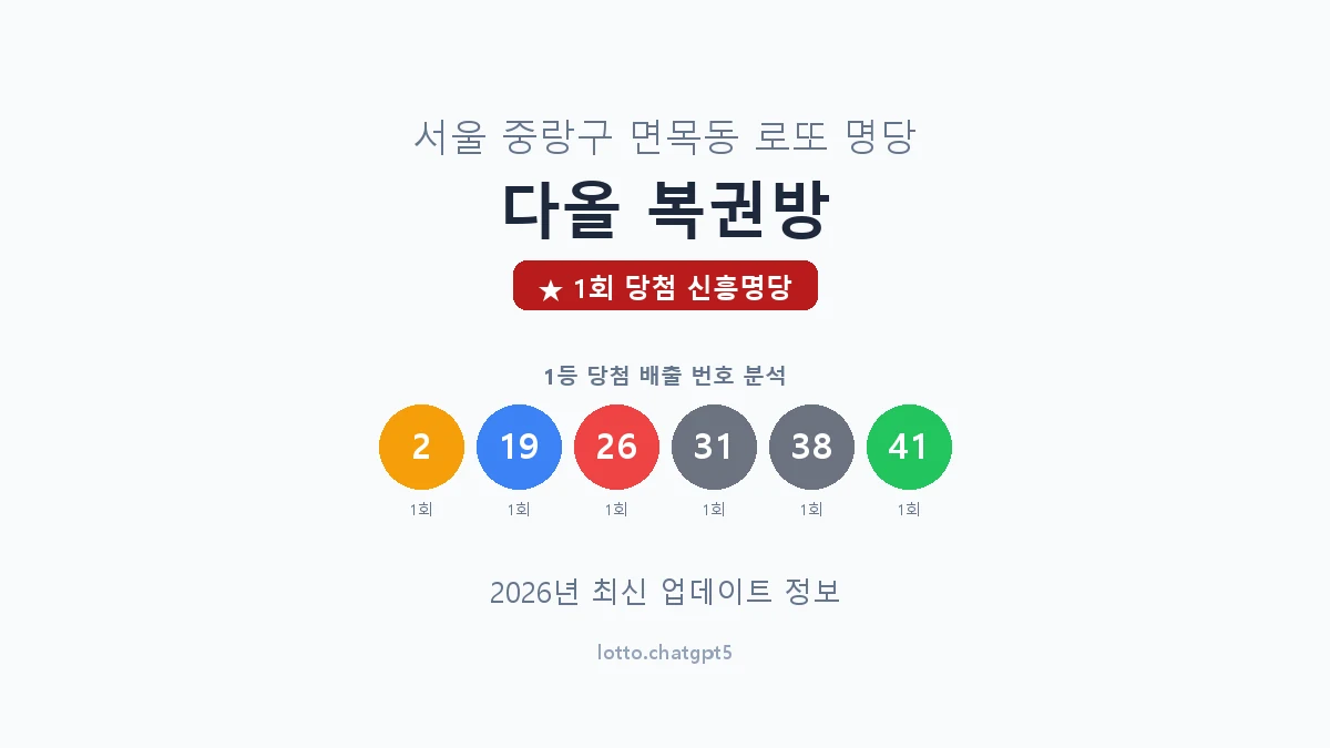 서울 중랑구 면목동 로또 명당 다올 복권방 1등 1회 배출 판매점 썸네일