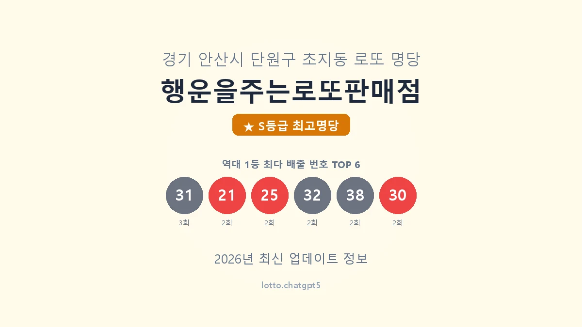 경기 안산시 초지동 로또 명당 행운을주는로또판매점 1등 6회 배출 판매점 썸네일