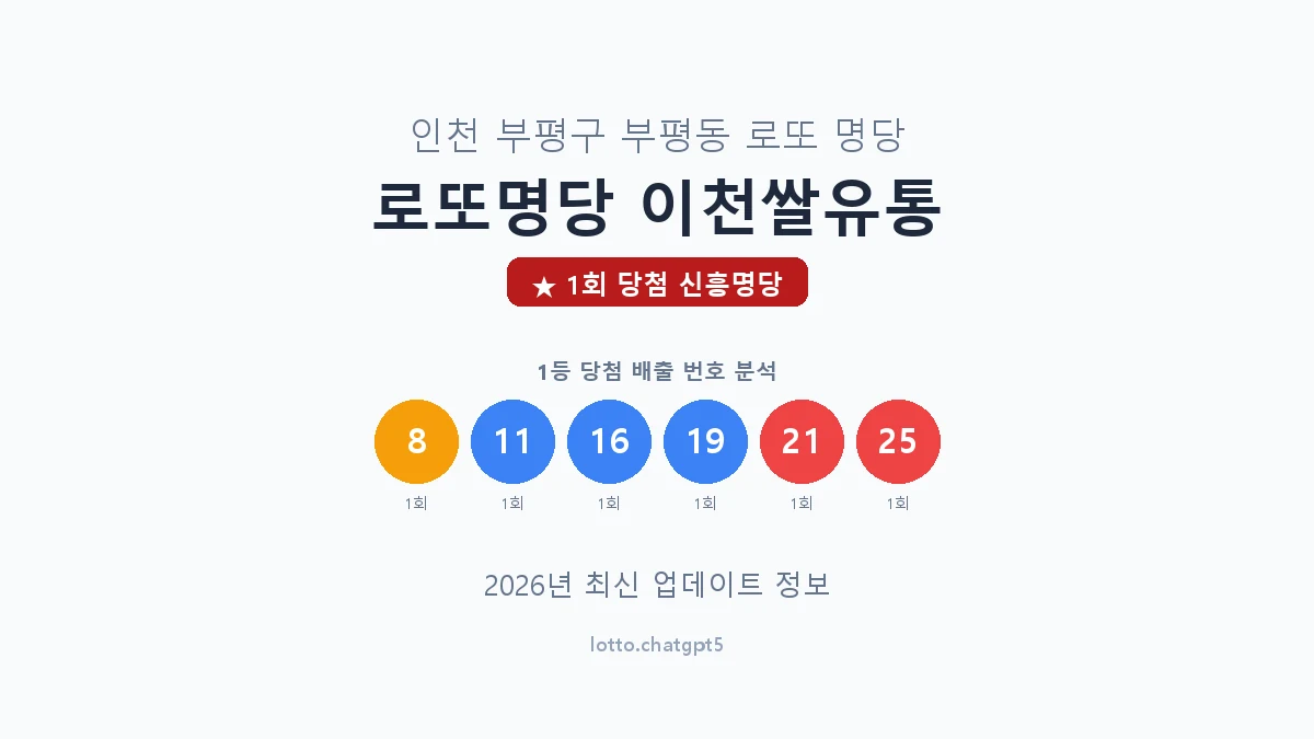 인천 부평구 부평동 로또 명당 로또명당 이천쌀유통 1등 1회 배출 판매점 썸네일