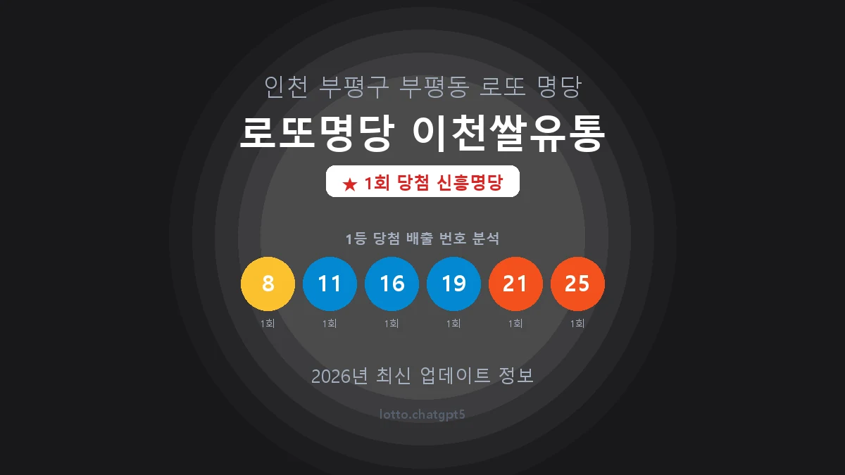 인천 부평구 부평동 로또 명당 로또명당 이천쌀유통 1등 1회 배출 판매점 썸네일