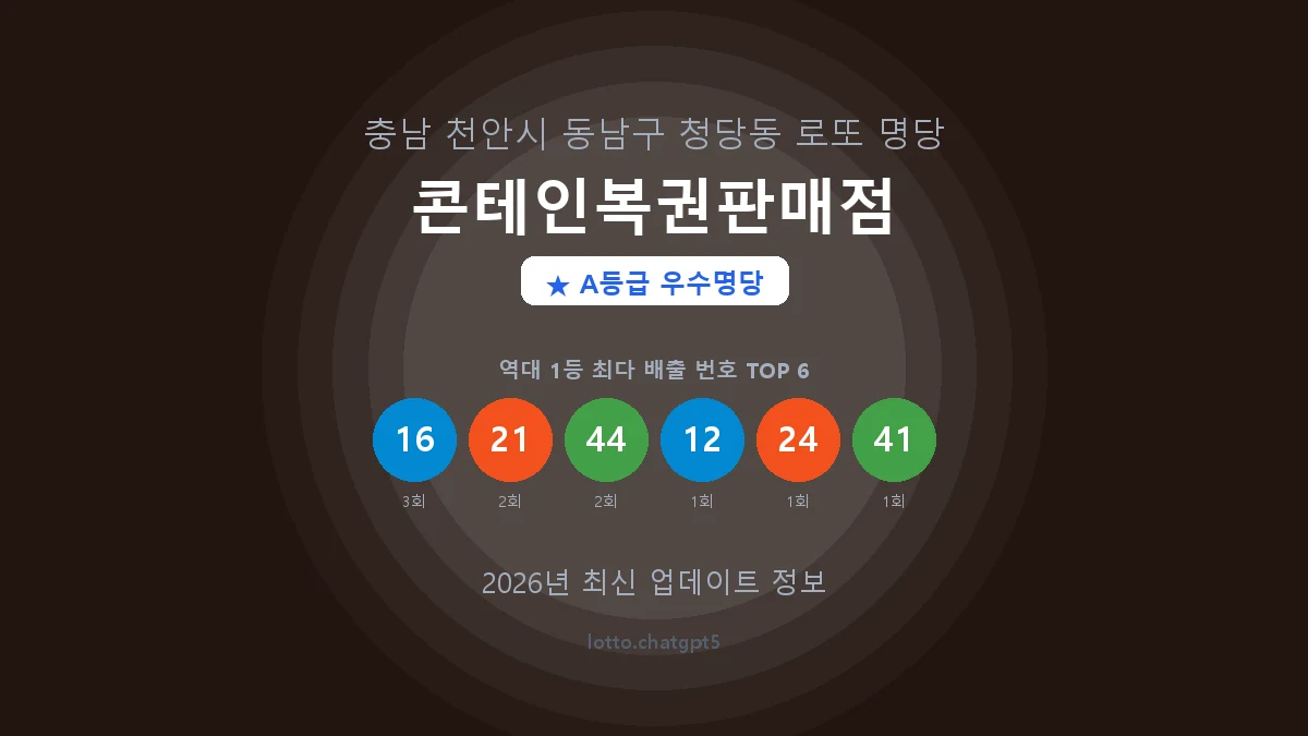 충남 천안시 청당동 로또 명당 콘테인복권판매점 1등 3회 배출 판매점 썸네일
