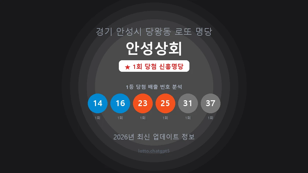 경기 안성시 당왕동 로또 명당 안성상회 1등 1회 배출 판매점 썸네일