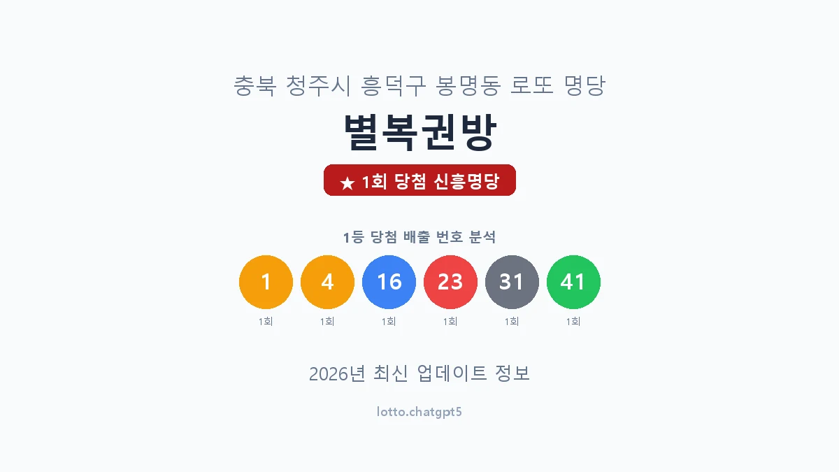충북 청주시 봉명동 로또 명당 별복권방 1등 1회 배출 판매점 썸네일