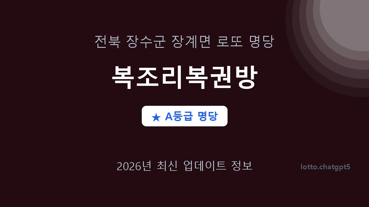 전북 장수군 장계면 로또 명당 복조리복권방 1등 3회 배출 판매점 썸네일