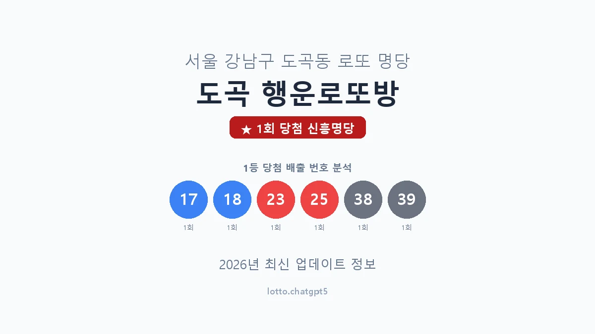 서울 강남구 도곡동 로또 명당 도곡 행운로또방 1등 1회 배출 판매점 썸네일