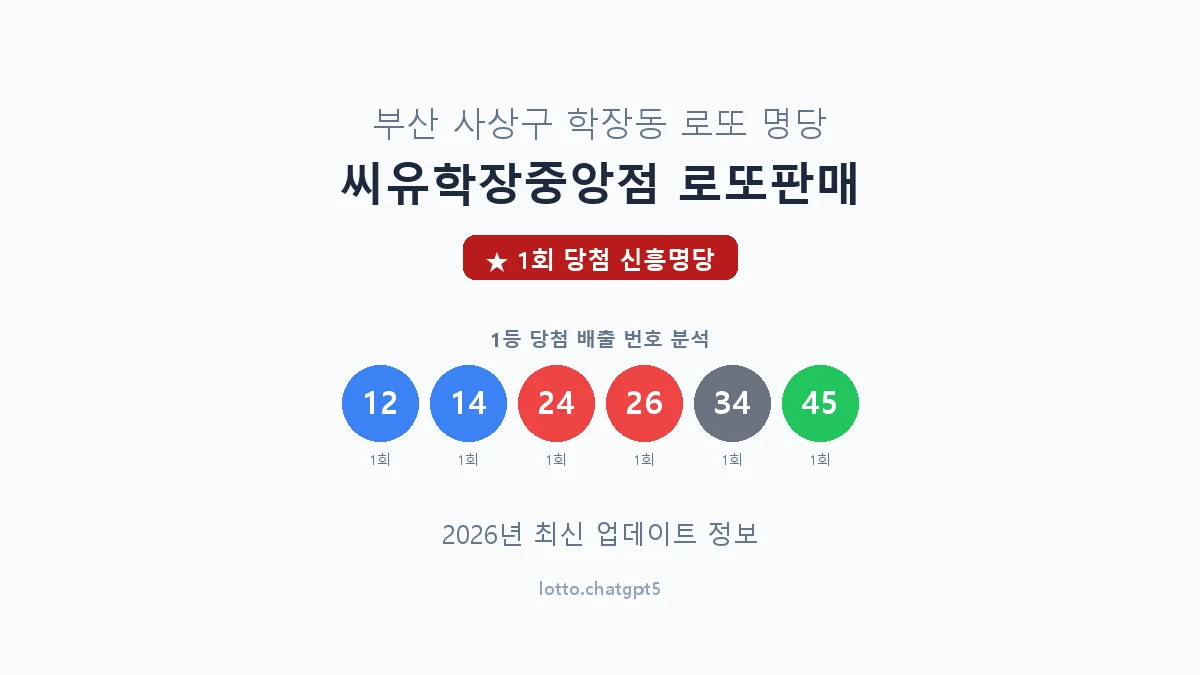 부산 사상구 학장동 로또 명당 씨유학장중앙점 로또판매 1등 1회 배출 판매점 썸네일