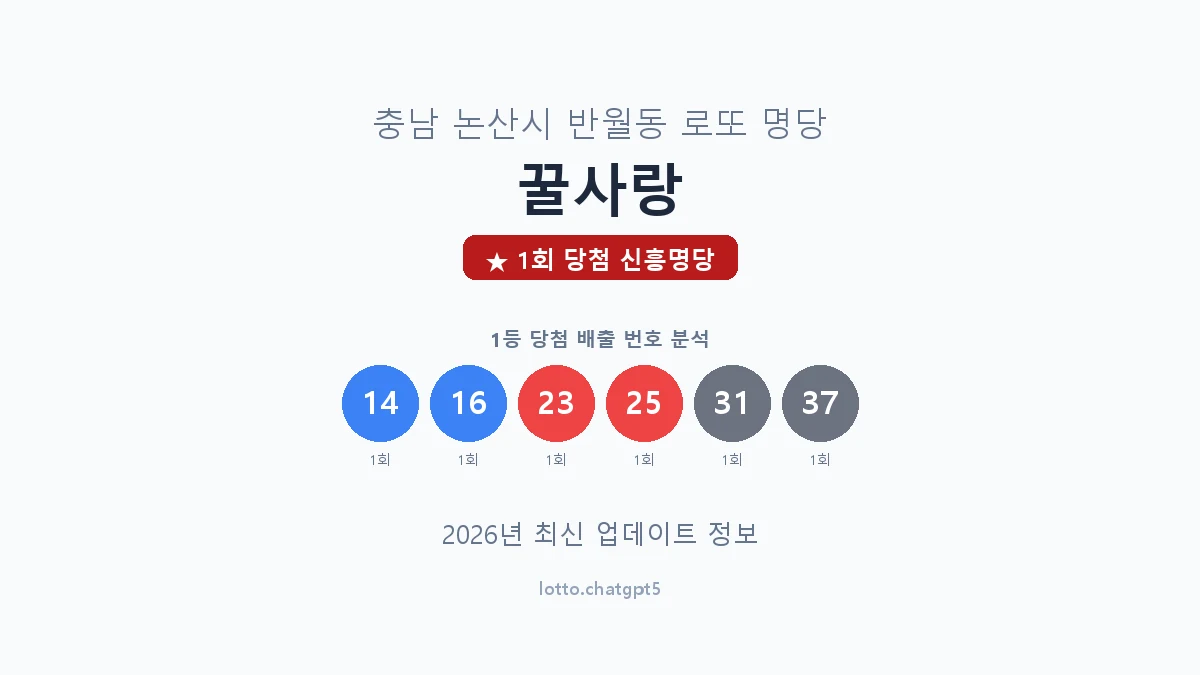 충남 논산시 반월동 로또 명당 꿀사랑 1등 1회 배출 판매점 썸네일