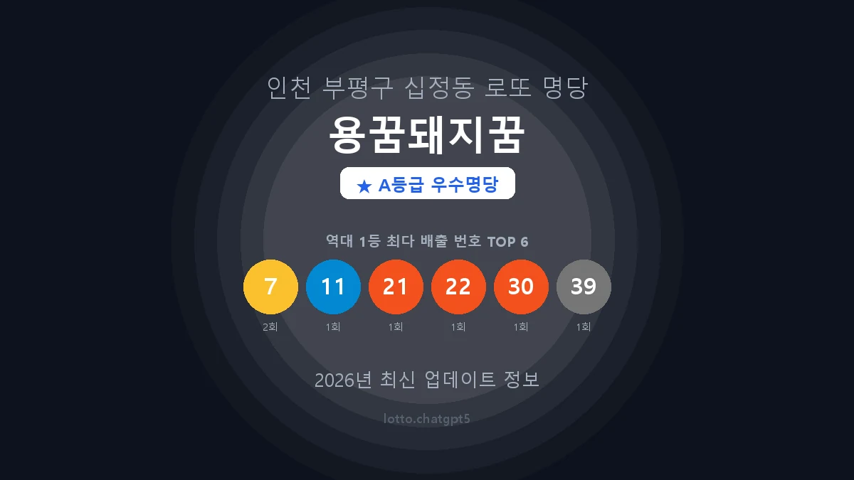 인천 부평구 십정동 로또 명당 용꿈돼지꿈 1등 3회 배출 판매점 썸네일