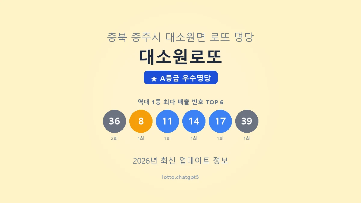 충북 충주시 대소원면 로또 명당 대소원로또 1등 2회 배출 판매점 썸네일