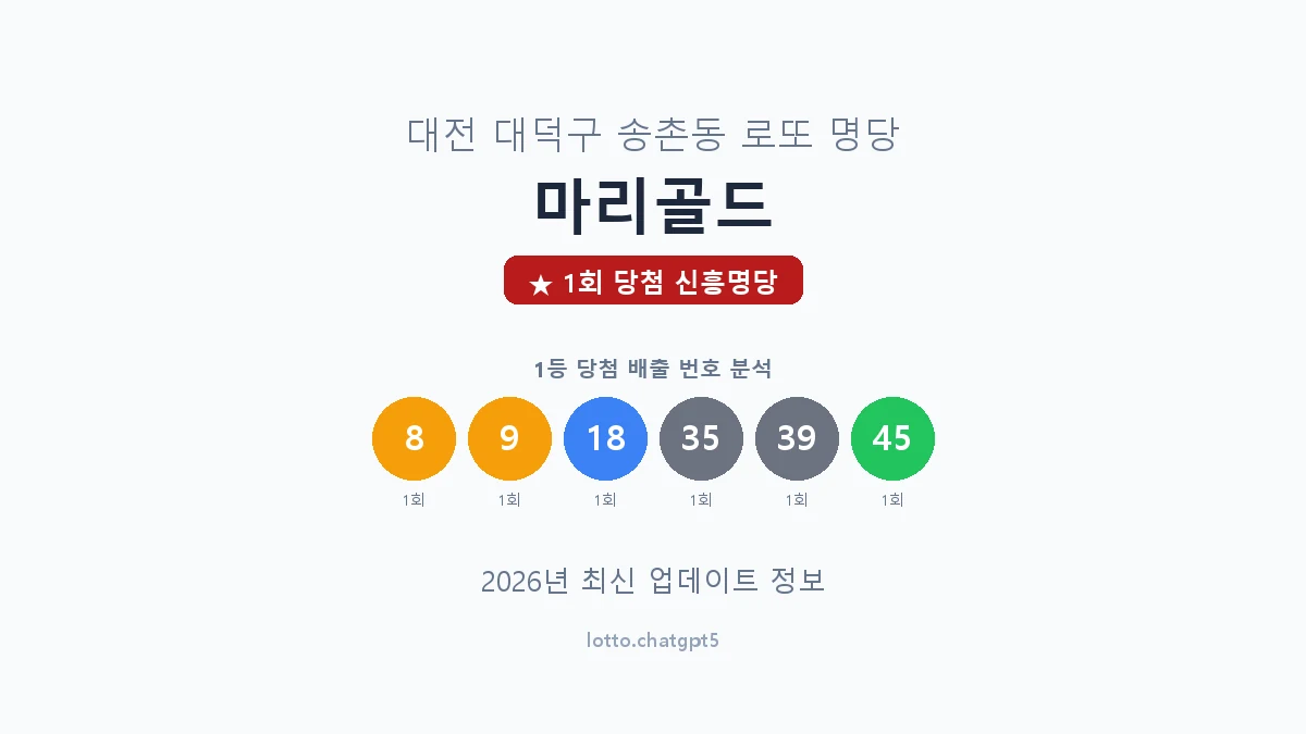 대전 대덕구 송촌동 로또 명당 마리골드 1등 1회 배출 판매점 썸네일