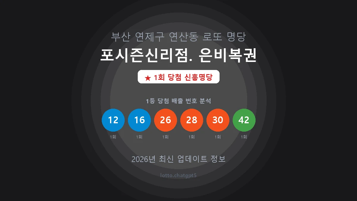 부산 연제구 연산동 로또 명당 포시즌신리점. 은비복권 1등 1회 배출 판매점 썸네일
