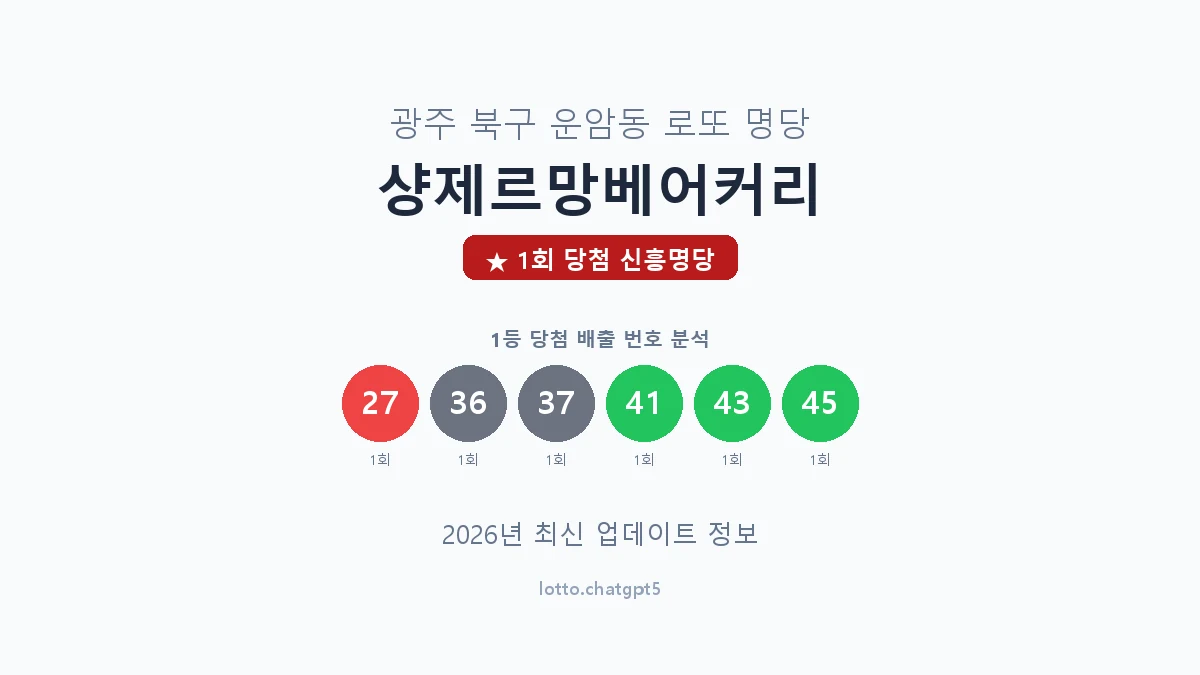 광주 북구 운암동 로또 명당 샹제르망베어커리 1등 1회 배출 판매점 썸네일