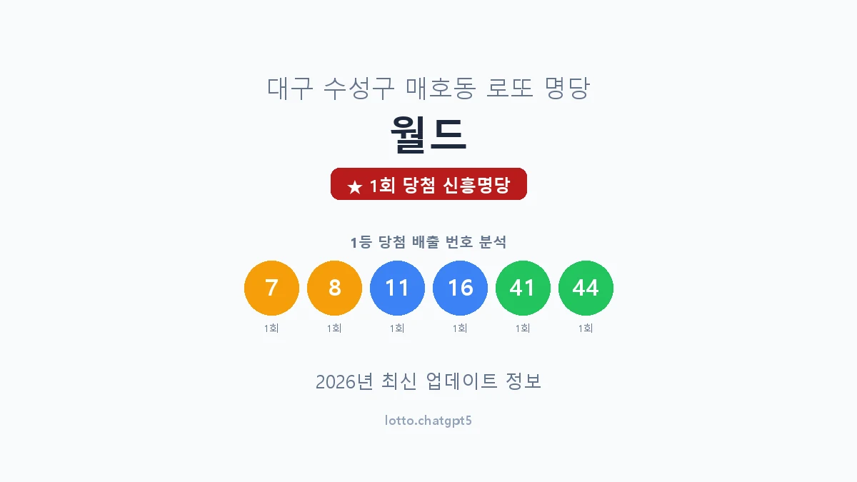대구 수성구 매호동 로또 명당 월드 1등 1회 배출 판매점 썸네일