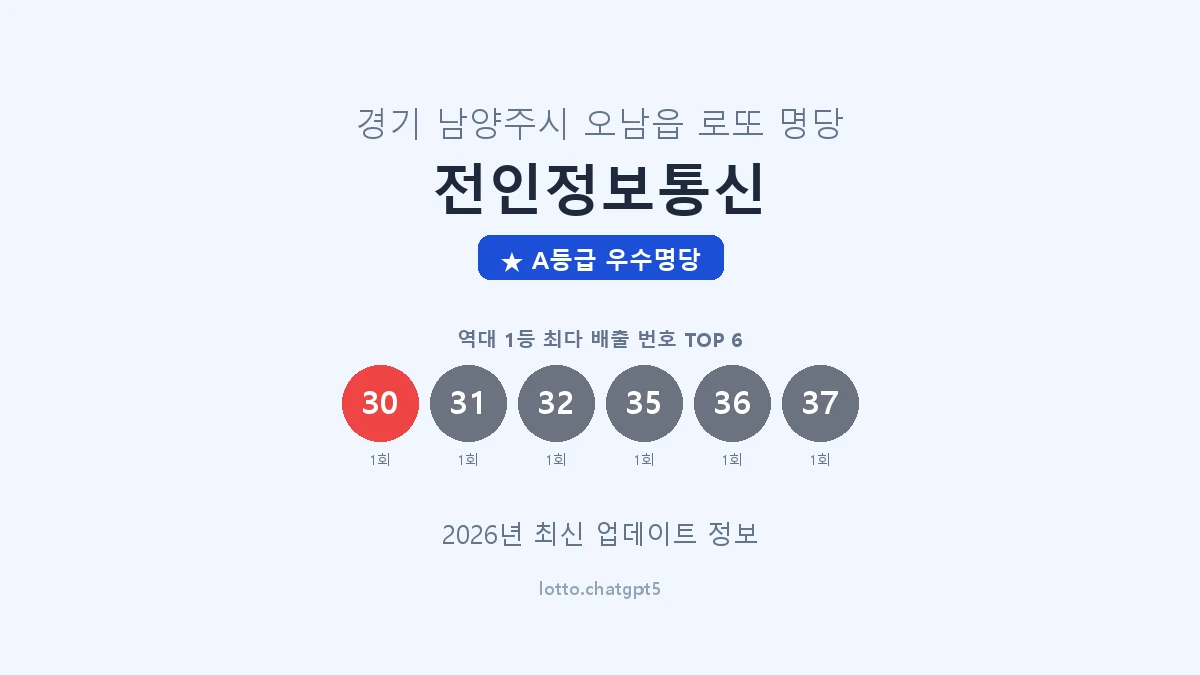 경기 남양주시 오남읍 로또 명당 전인정보통신 1등 2회 배출 판매점 썸네일